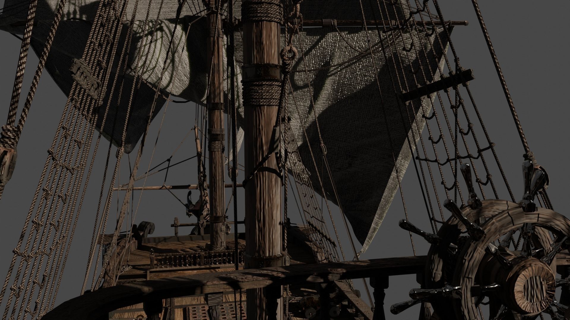 Black Pearl  Pirate Ship Low-poly 3D model_1