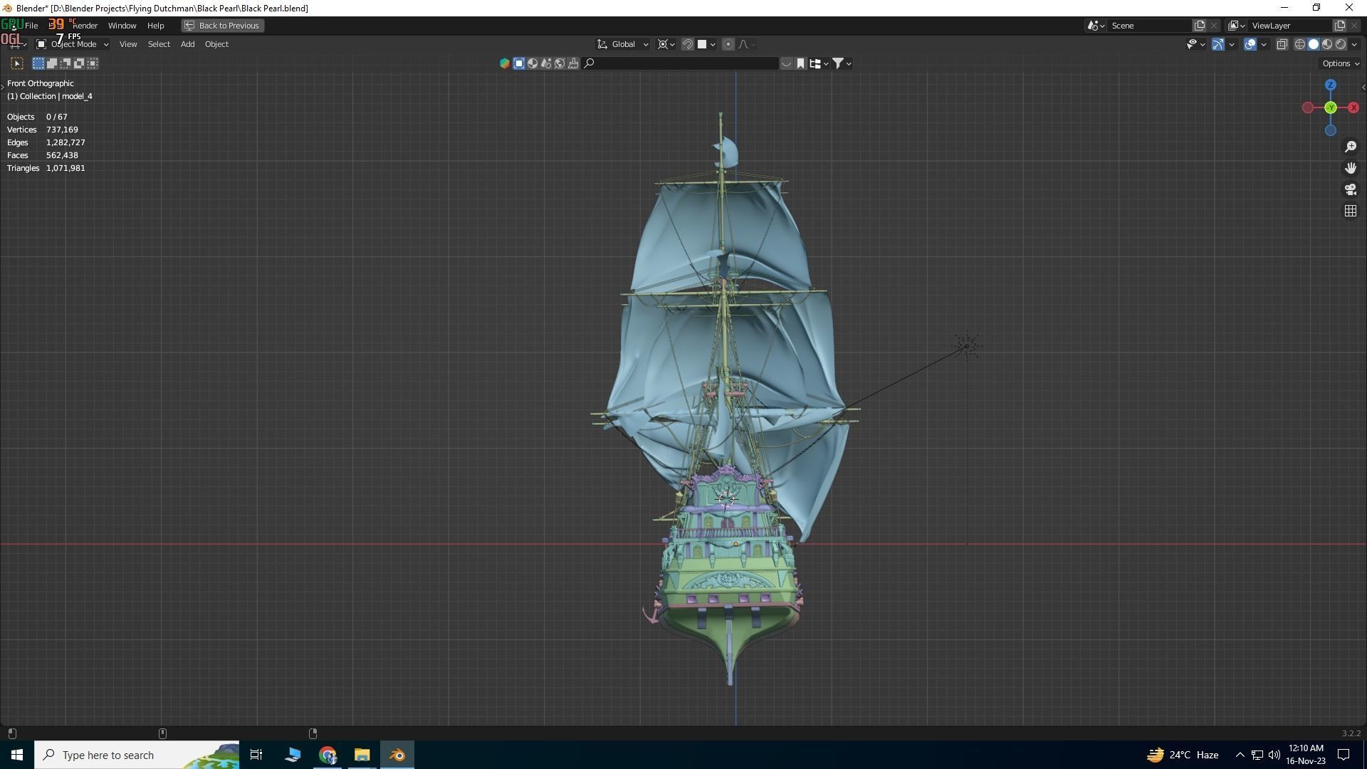 Black Pearl  Pirate Ship Low-poly 3D model_8