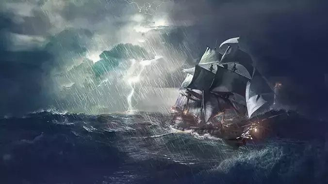 Black Pearl  Pirate Ship Low-poly 3D model