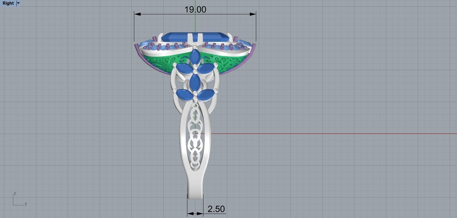 Ring with emerald and diamonds 016119 3D print model_14