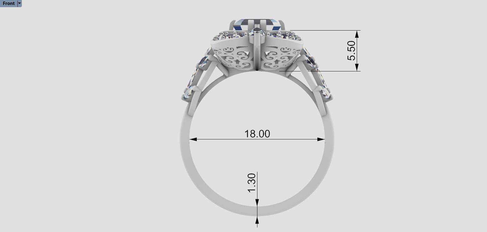 Ring with emerald and diamonds 016119 3D print model_10