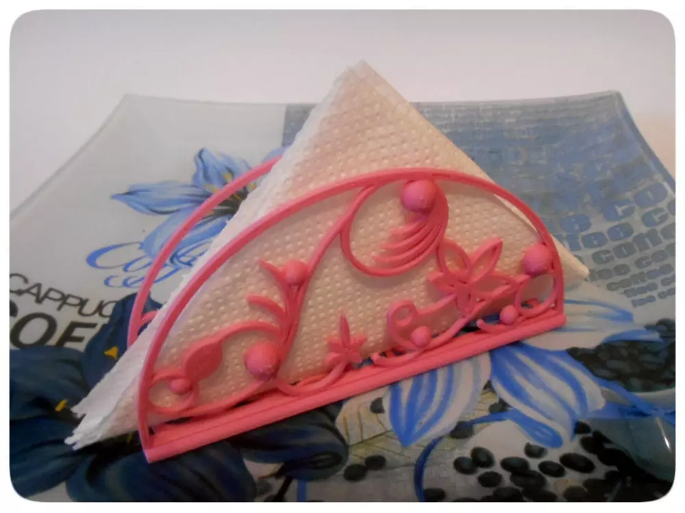 Stand for napkins Pink flowers Free 3D print model
