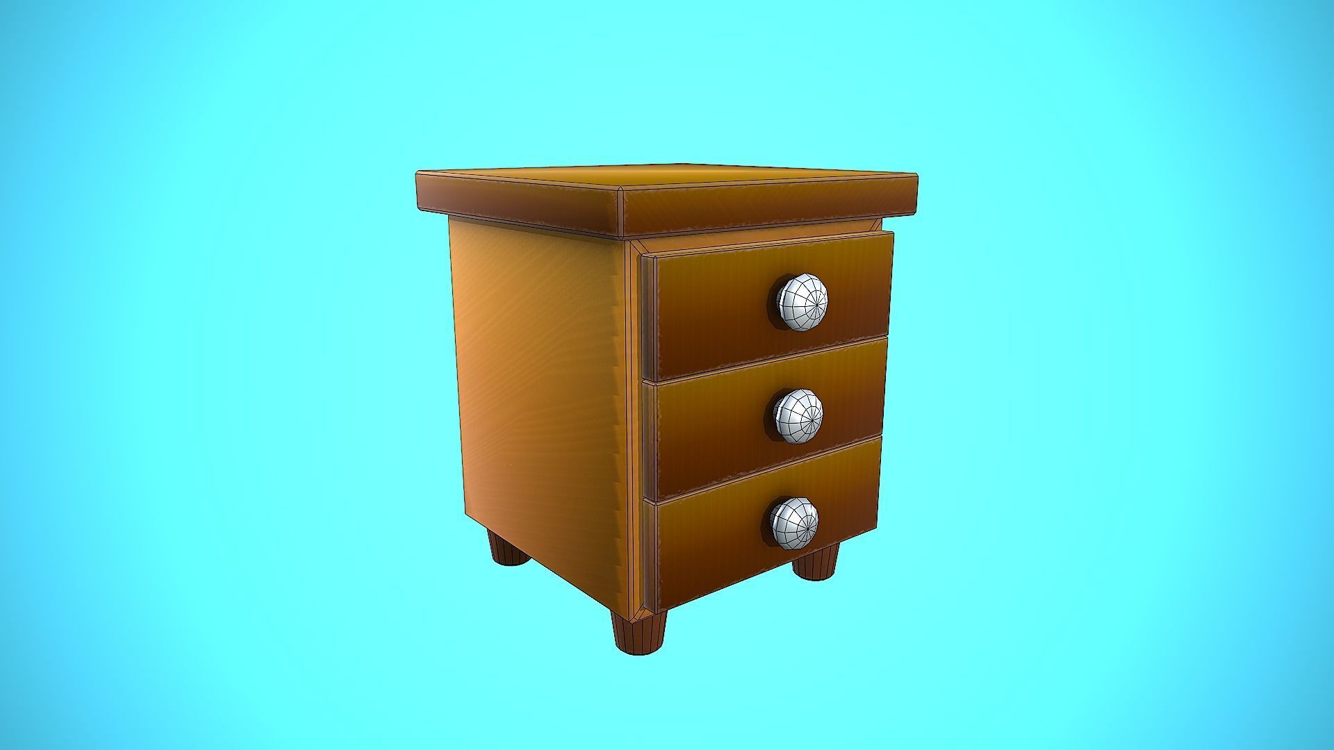 BEDSIDE TABLE FURNITURE CARTOON STYLIZED Low-poly 3D model_9