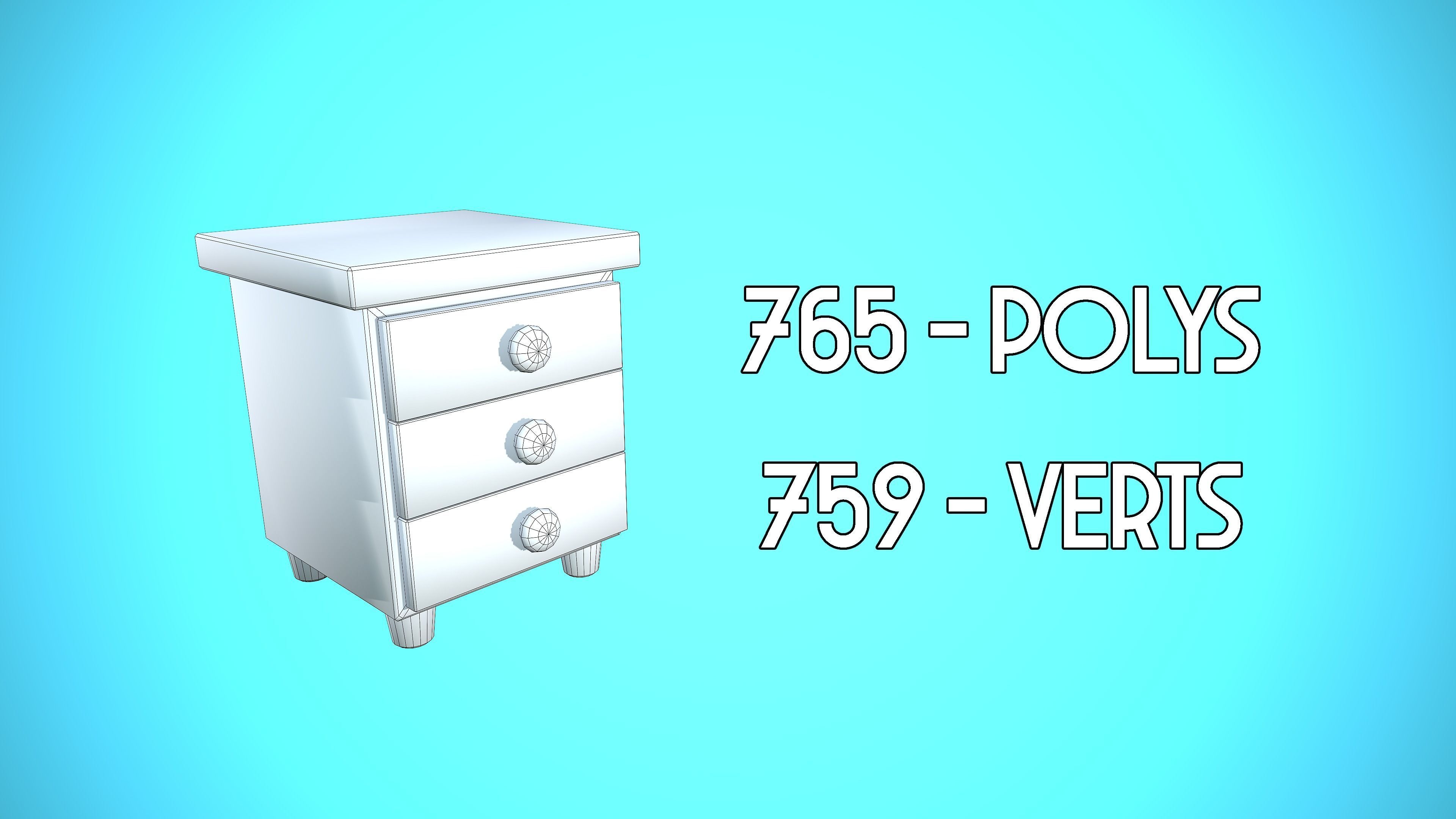 BEDSIDE TABLE FURNITURE CARTOON STYLIZED Low-poly 3D model_2