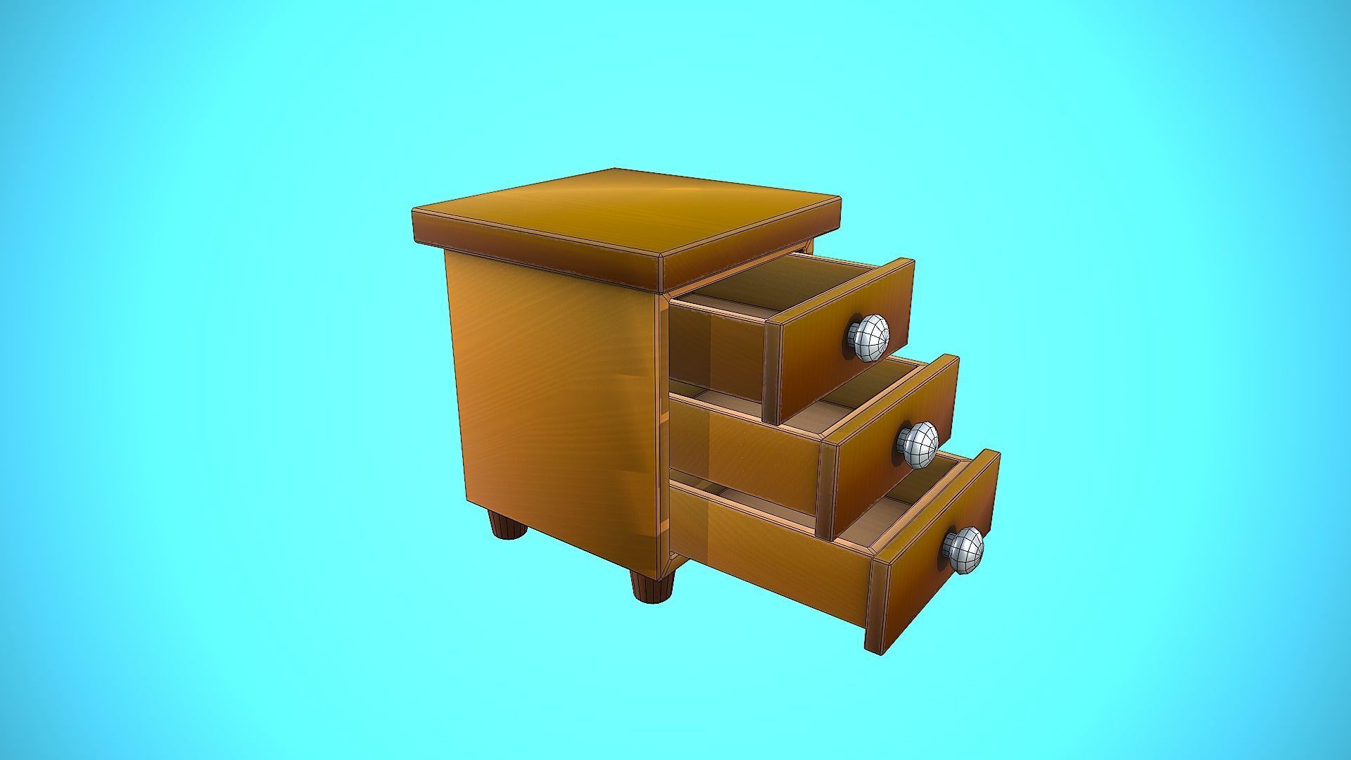 BEDSIDE TABLE FURNITURE CARTOON STYLIZED Low-poly 3D model_14