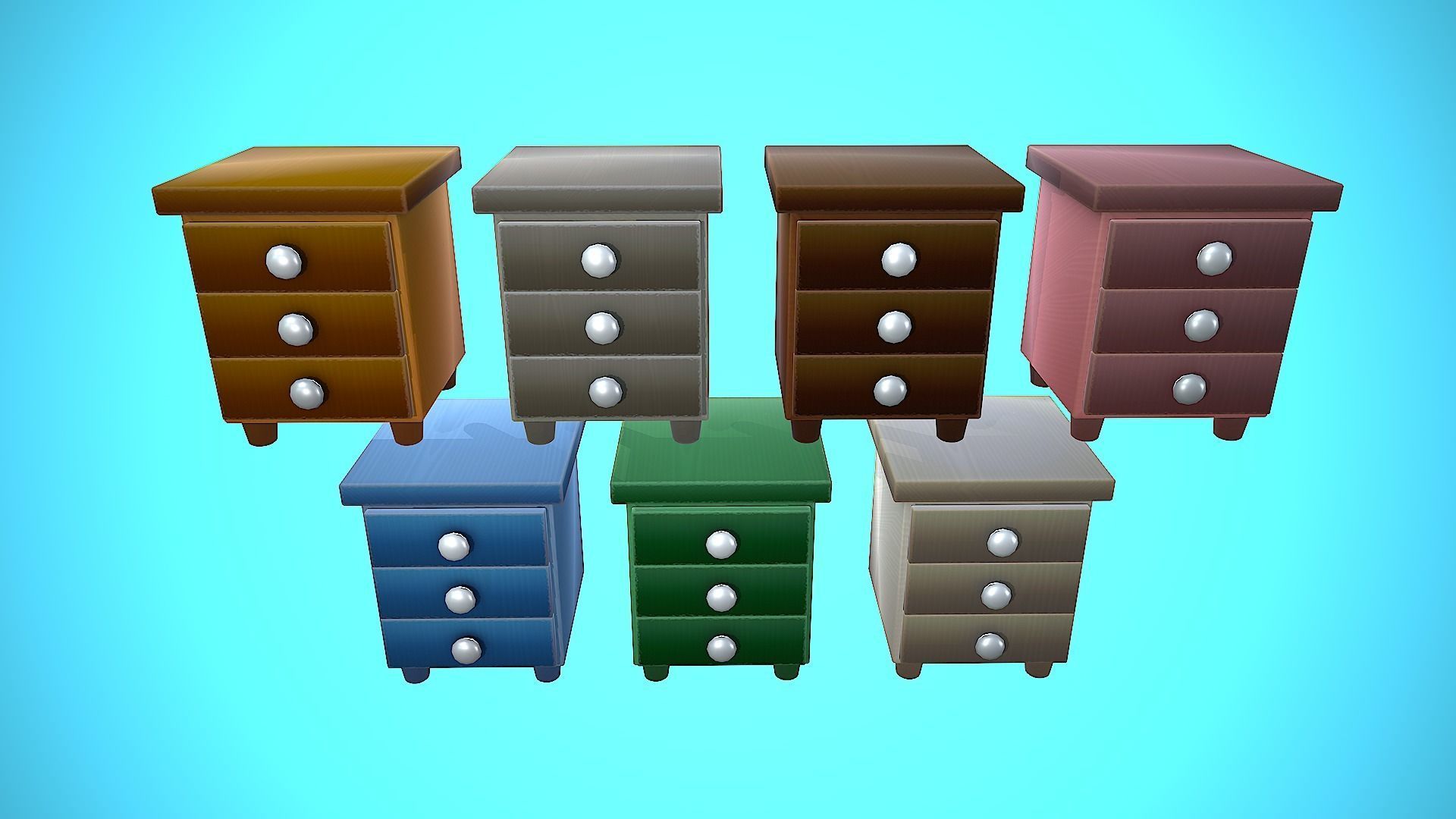 BEDSIDE TABLE FURNITURE CARTOON STYLIZED Low-poly 3D model_5