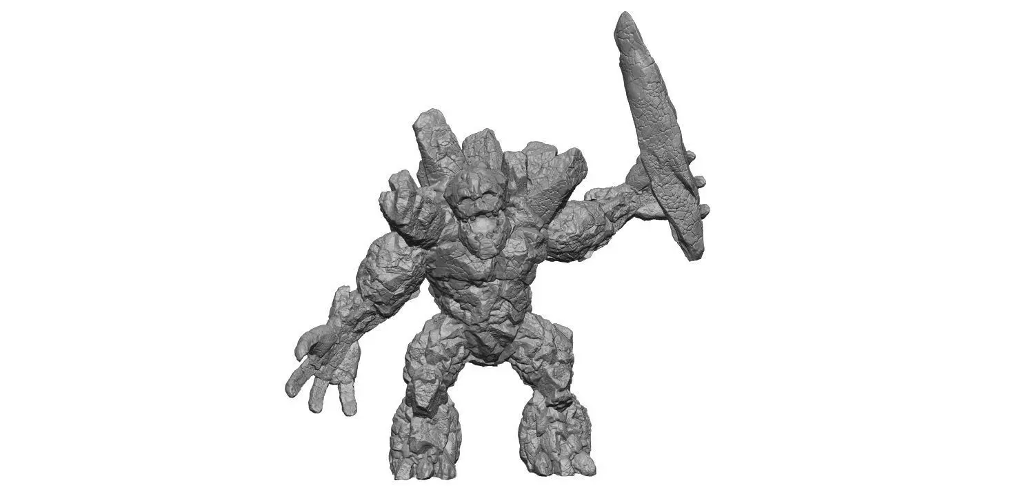 Stone Golem with rock Stand 3D print model_0