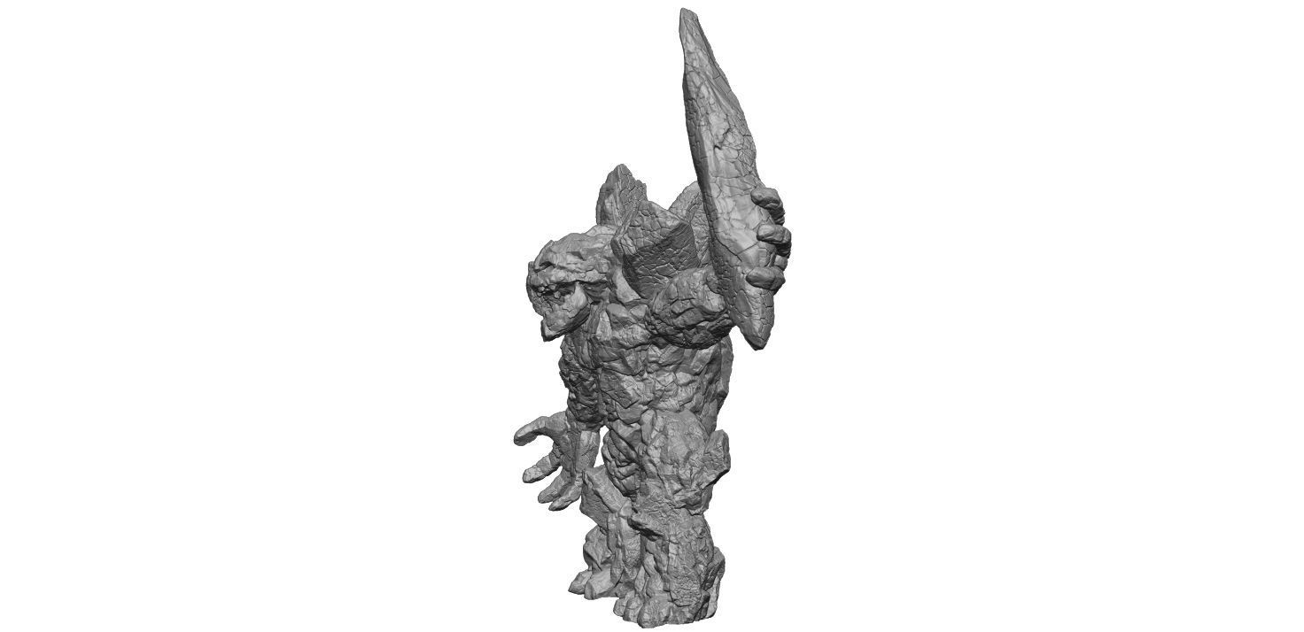 Stone Golem with rock Stand 3D print model_3