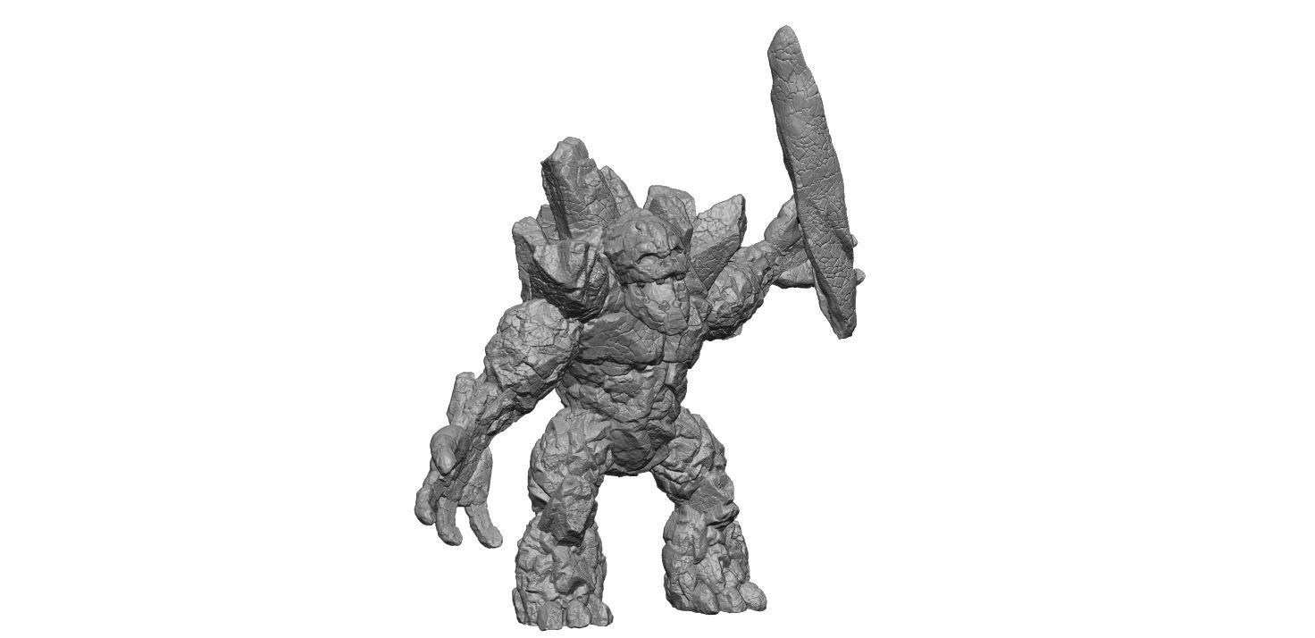 Stone Golem with rock Stand 3D print model_1