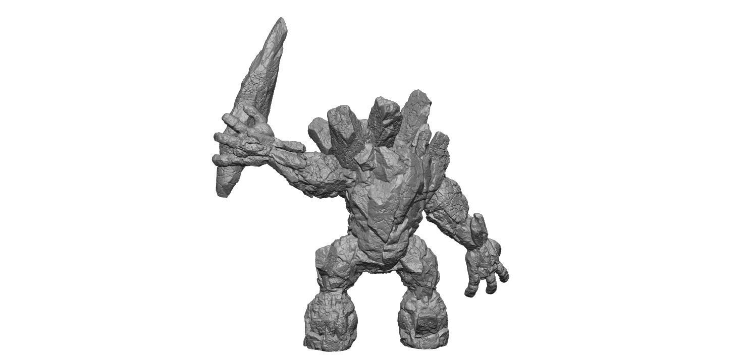 Stone Golem with rock Stand 3D print model_4
