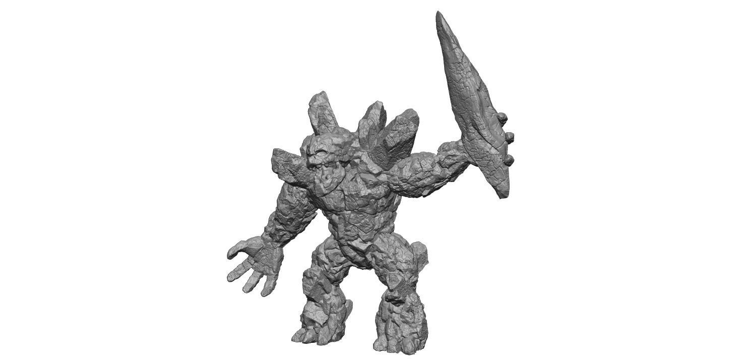 Stone Golem with rock Stand 3D print model_2