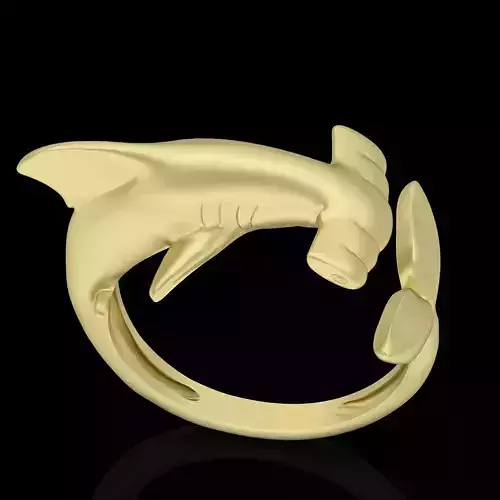 Hammer head shark ring silver gold jewelry printable 3D model