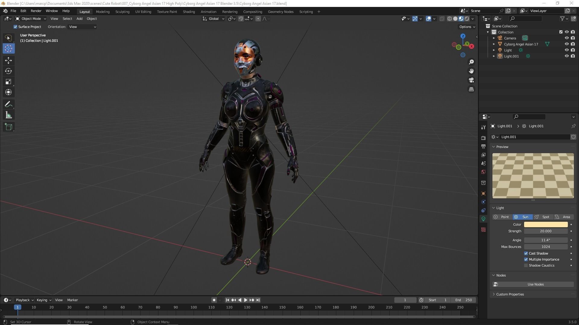Cyborg Angel Asian 17 and 18 3D model_42