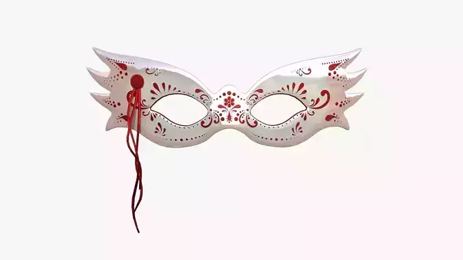 Carnival Mask B11 White Red - Costume Character Design Low-poly 3D model