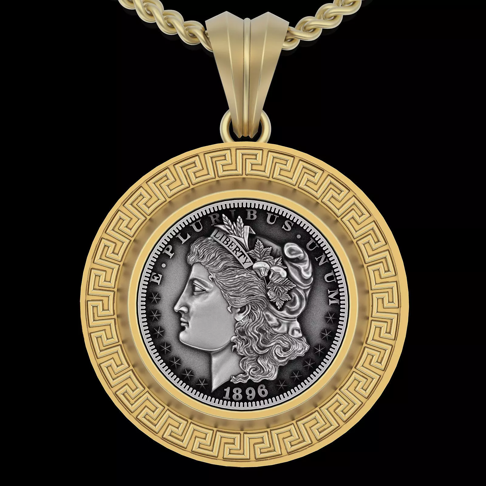 Coin Morgan dollar silver gold jewelry printable Pendant 3D print model