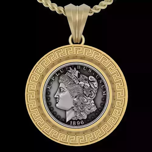 Coin Morgan dollar silver gold jewelry printable Pendant