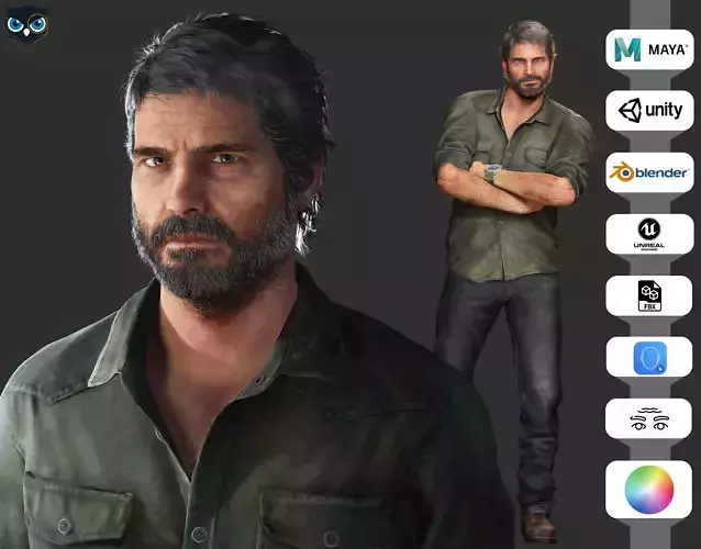 Pedro Pascal Joel Miller The Last Of Us Full Rigged Low-poly 3D model