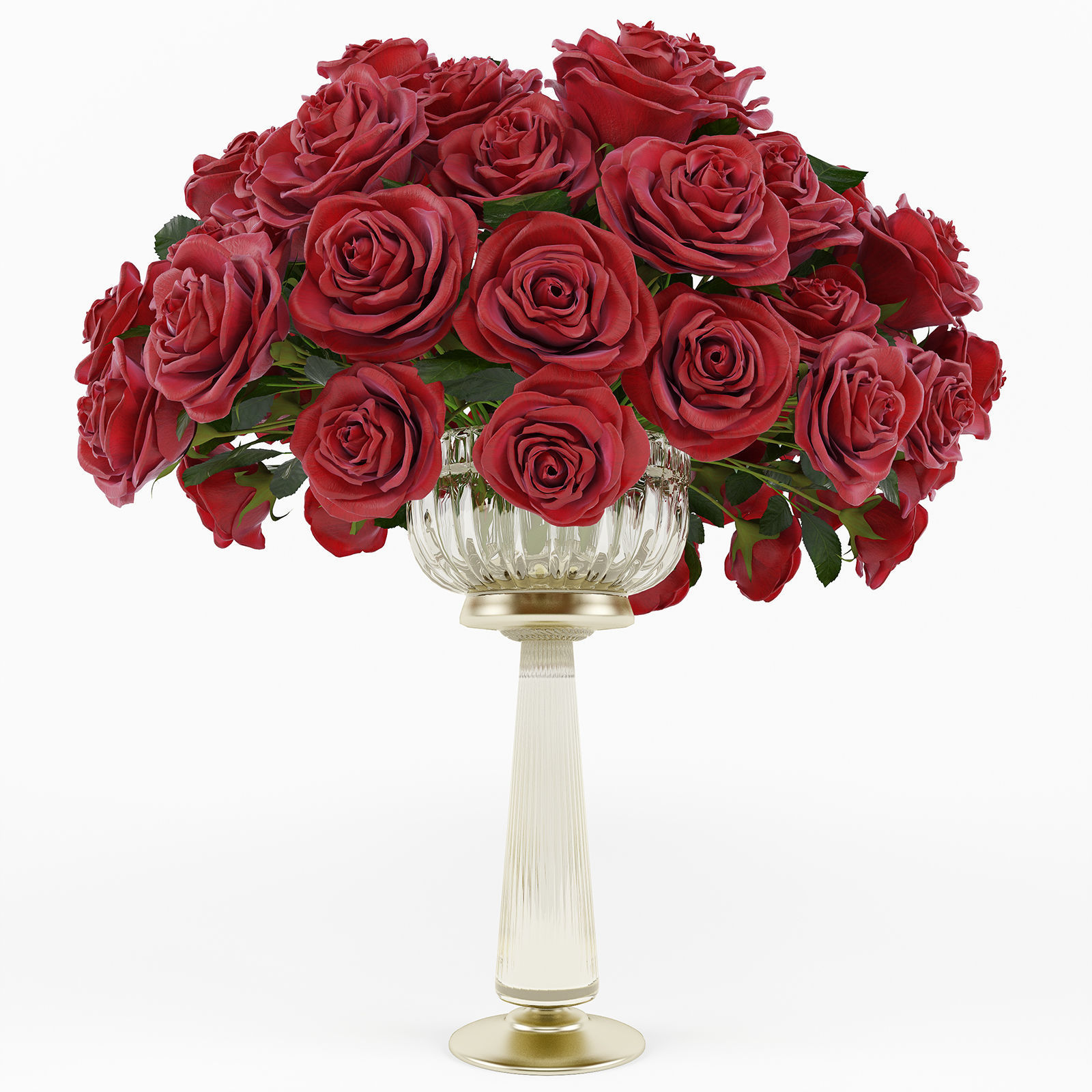 Roses in a vase 3D model_7