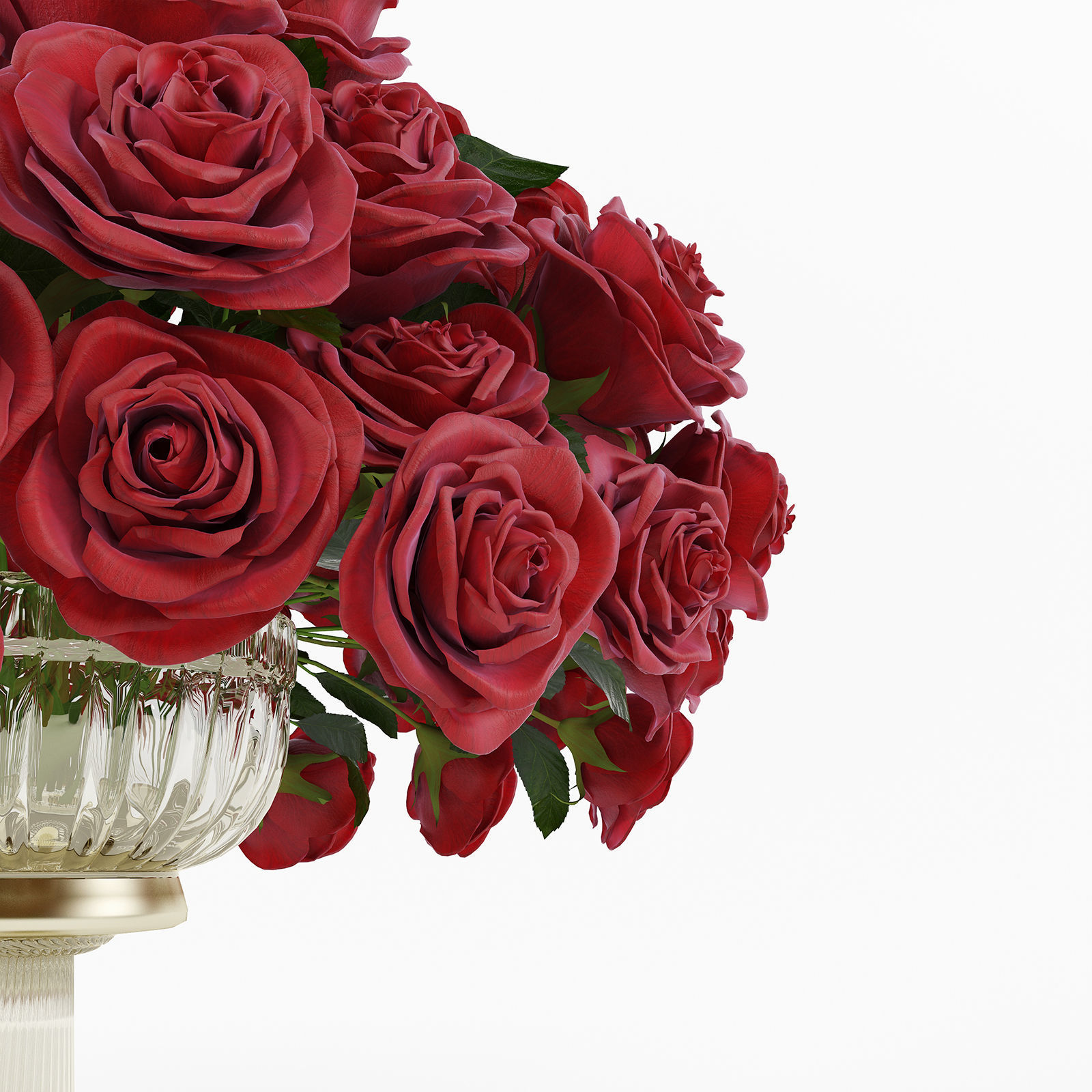 Roses in a vase 3D model_8