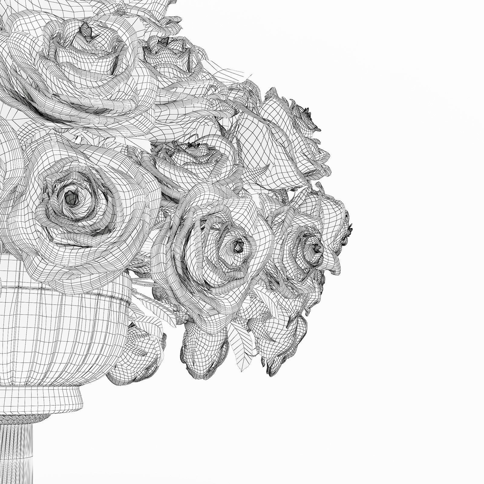 Roses in a vase 3D model_10