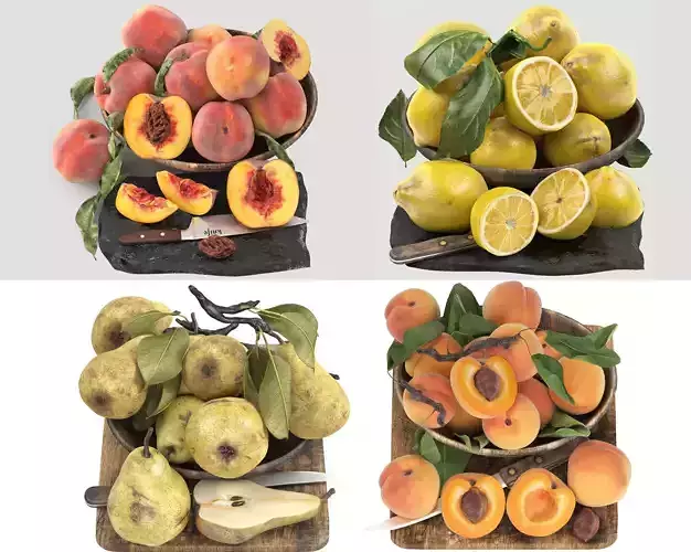 fruit set collection 04 3D model