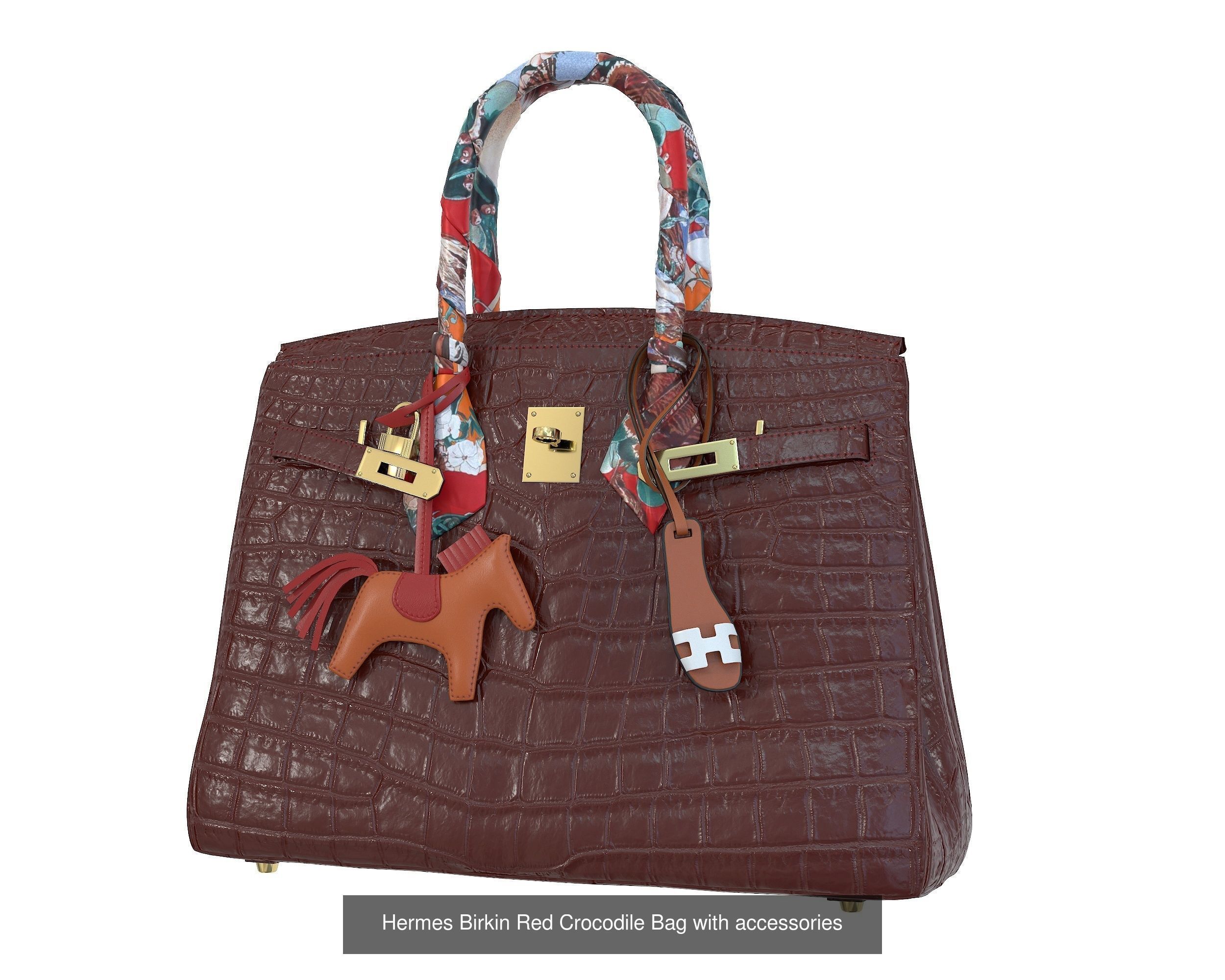 Hermes Birkin Bag with accessories 3D Model Collection_13