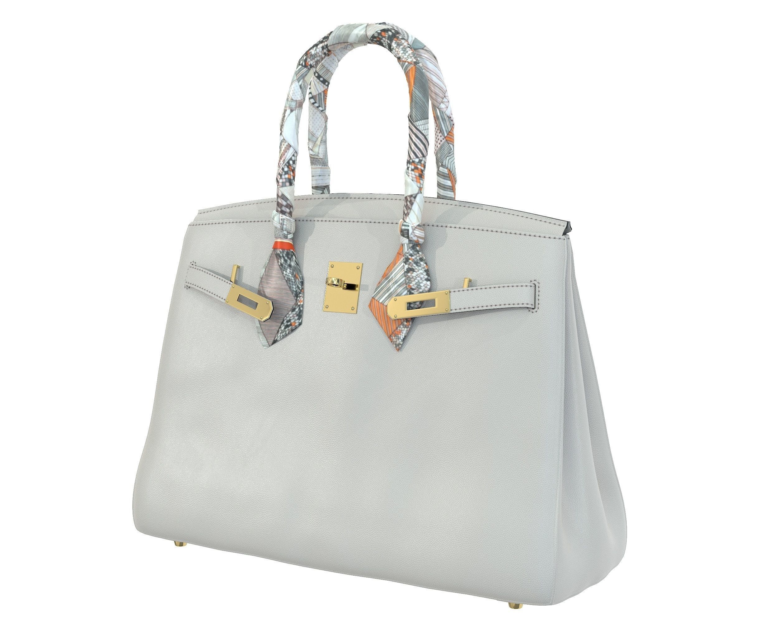 Hermes Birkin Bag with accessories 3D Model Collection_4