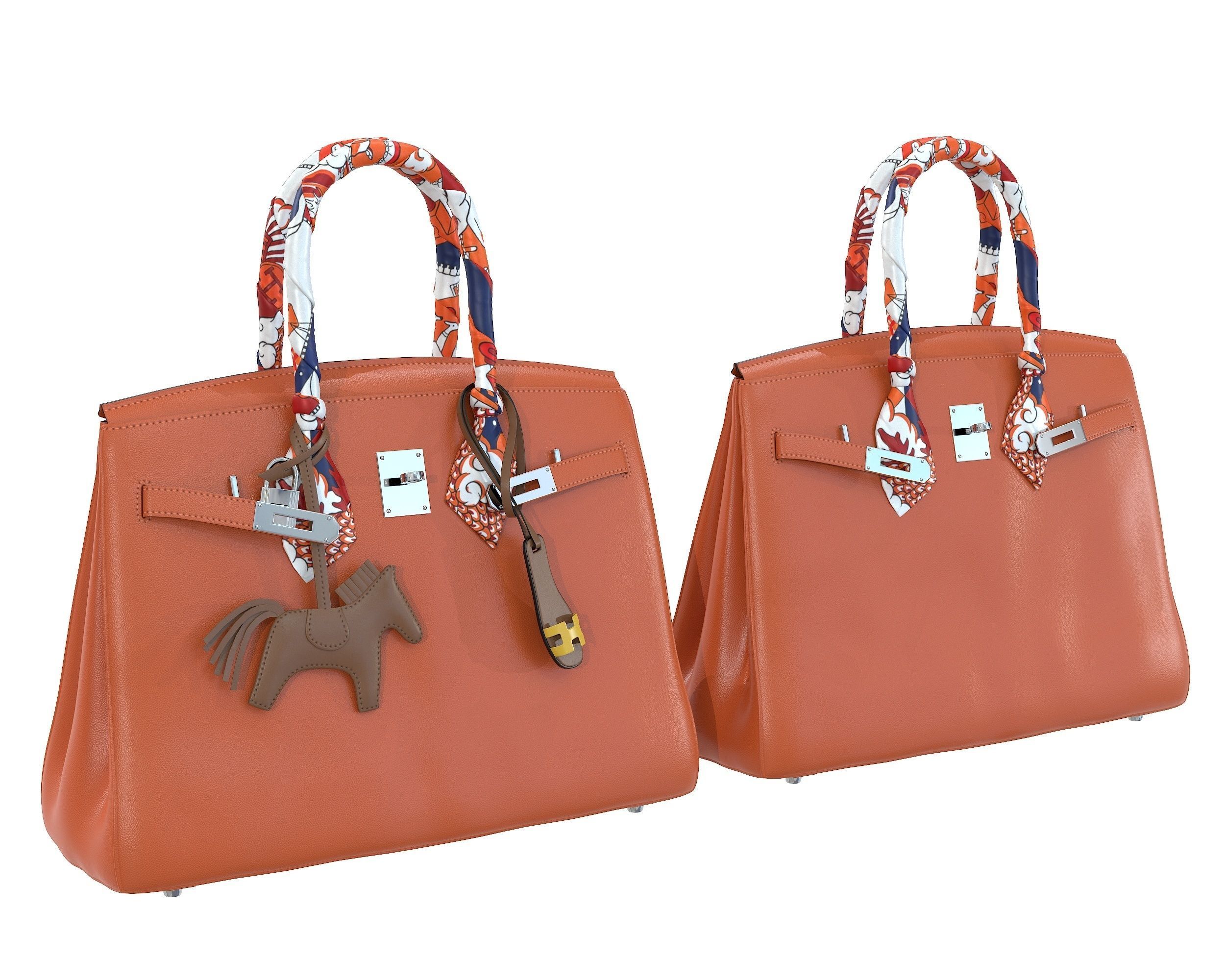 Hermes Birkin Bag with accessories 3D Model Collection_15