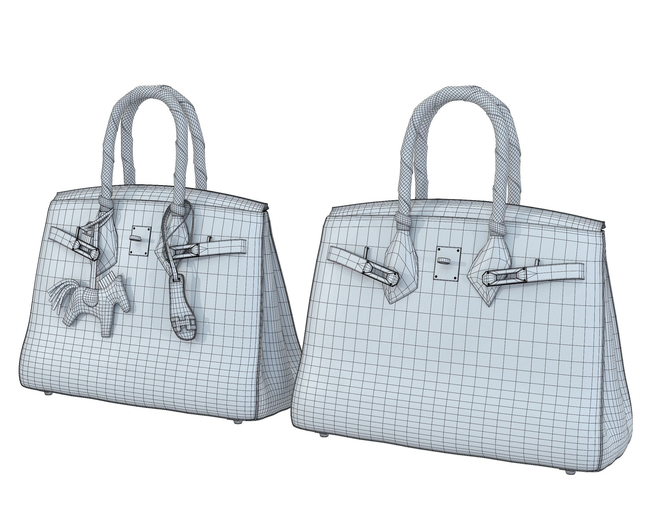 Hermes Birkin Bag with accessories 3D Model Collection_18