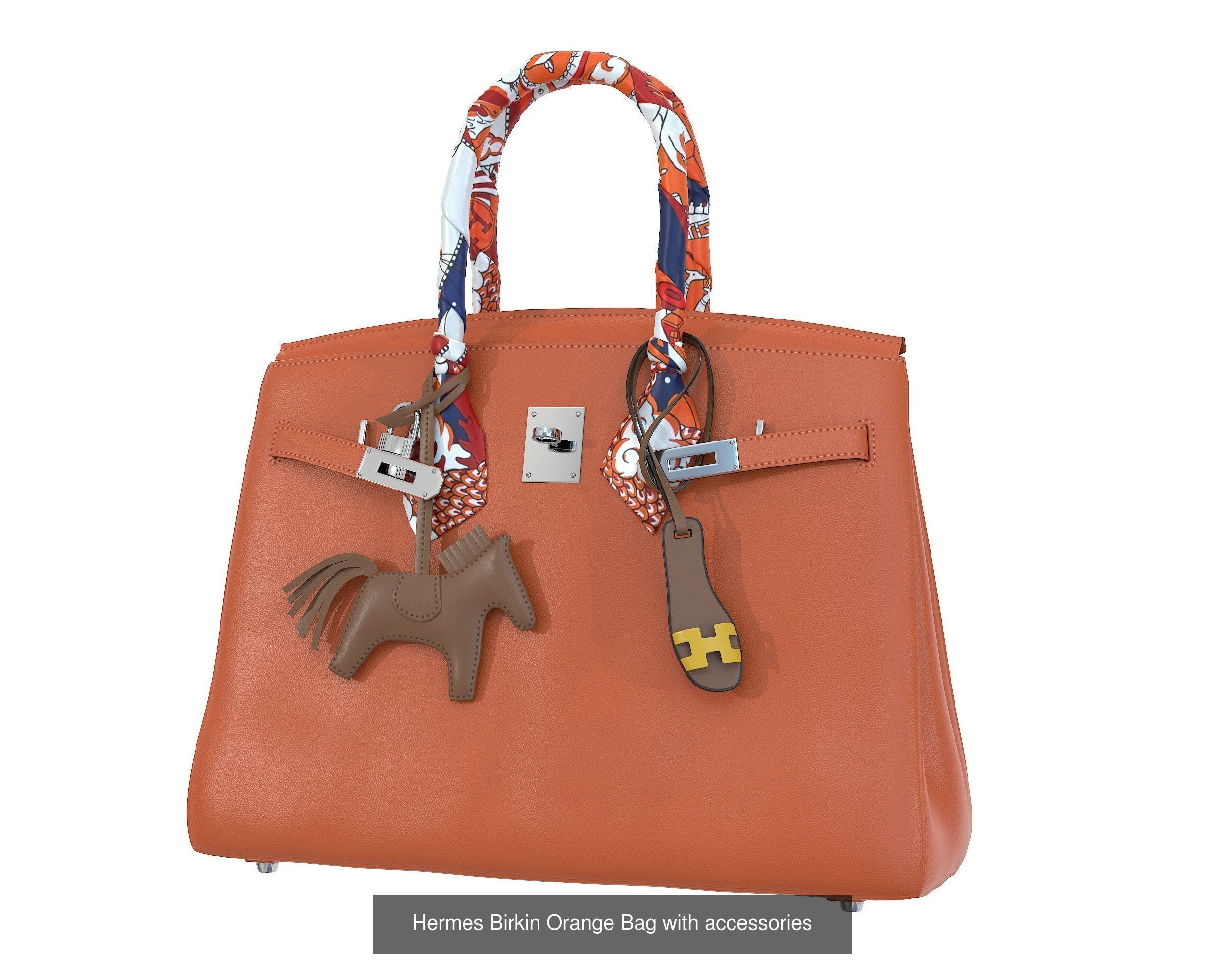 Hermes Birkin Bag with accessories 3D Model Collection_8
