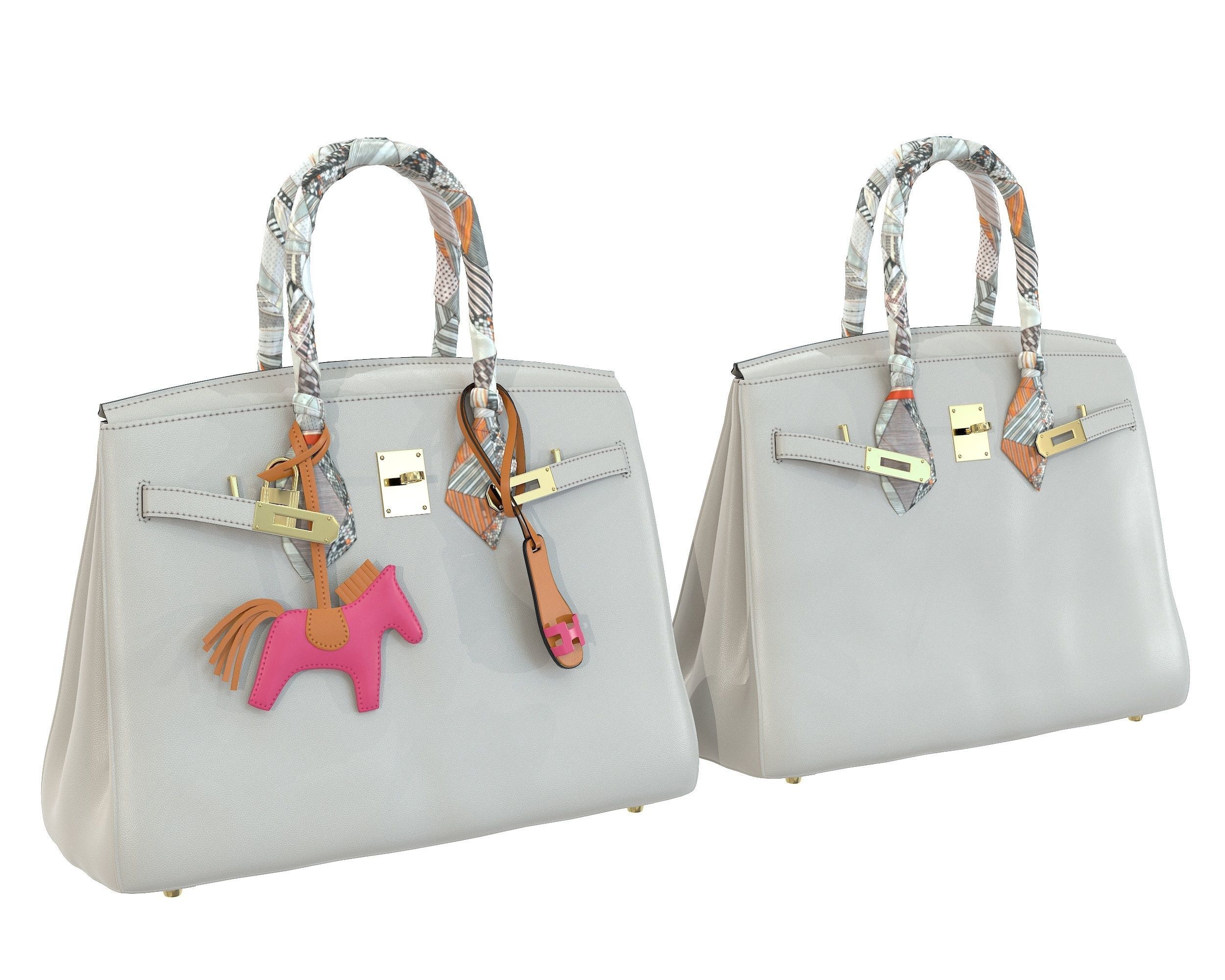 Hermes Birkin Bag with accessories 3D Model Collection_1