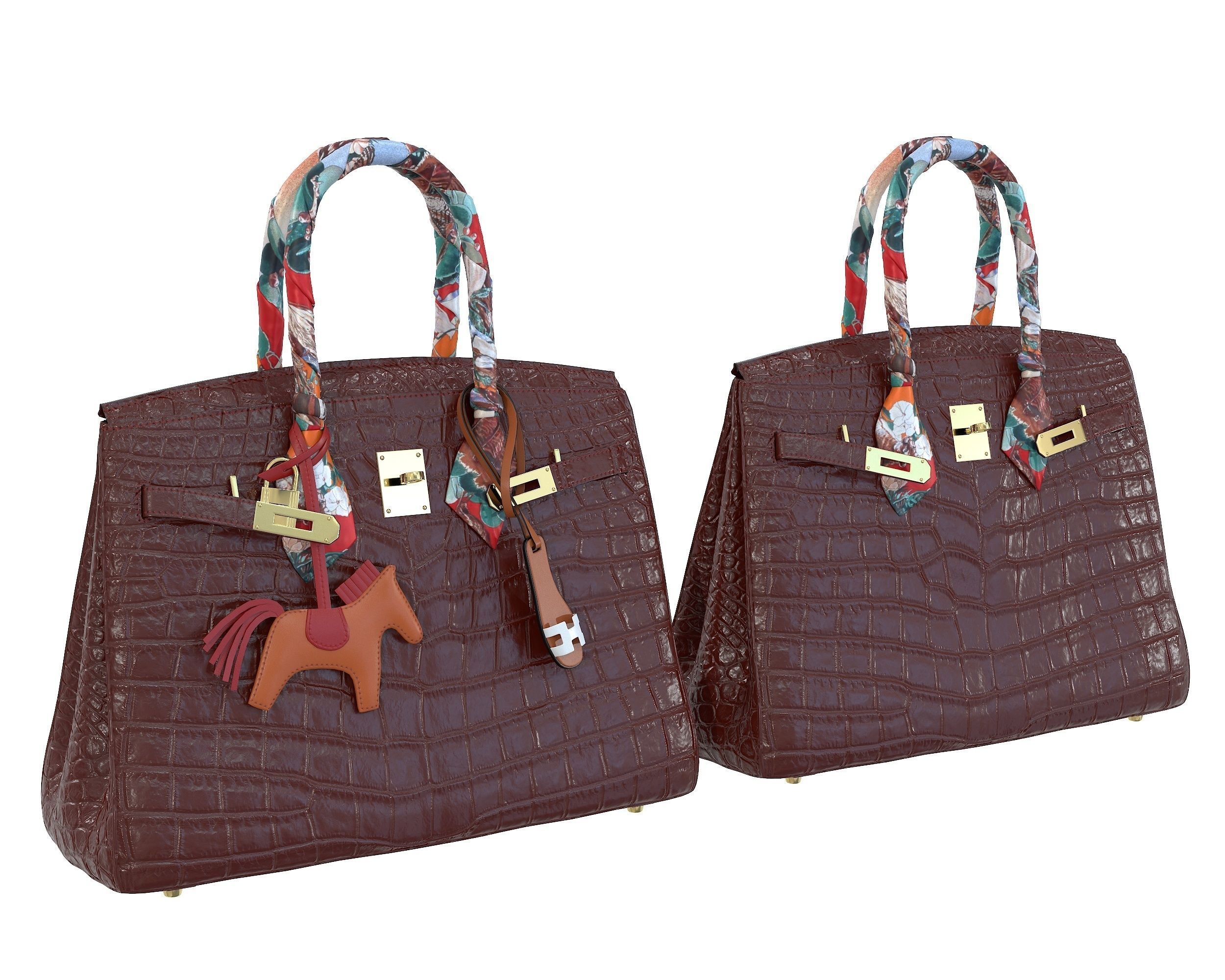 Hermes Birkin Bag with accessories 3D Model Collection_12