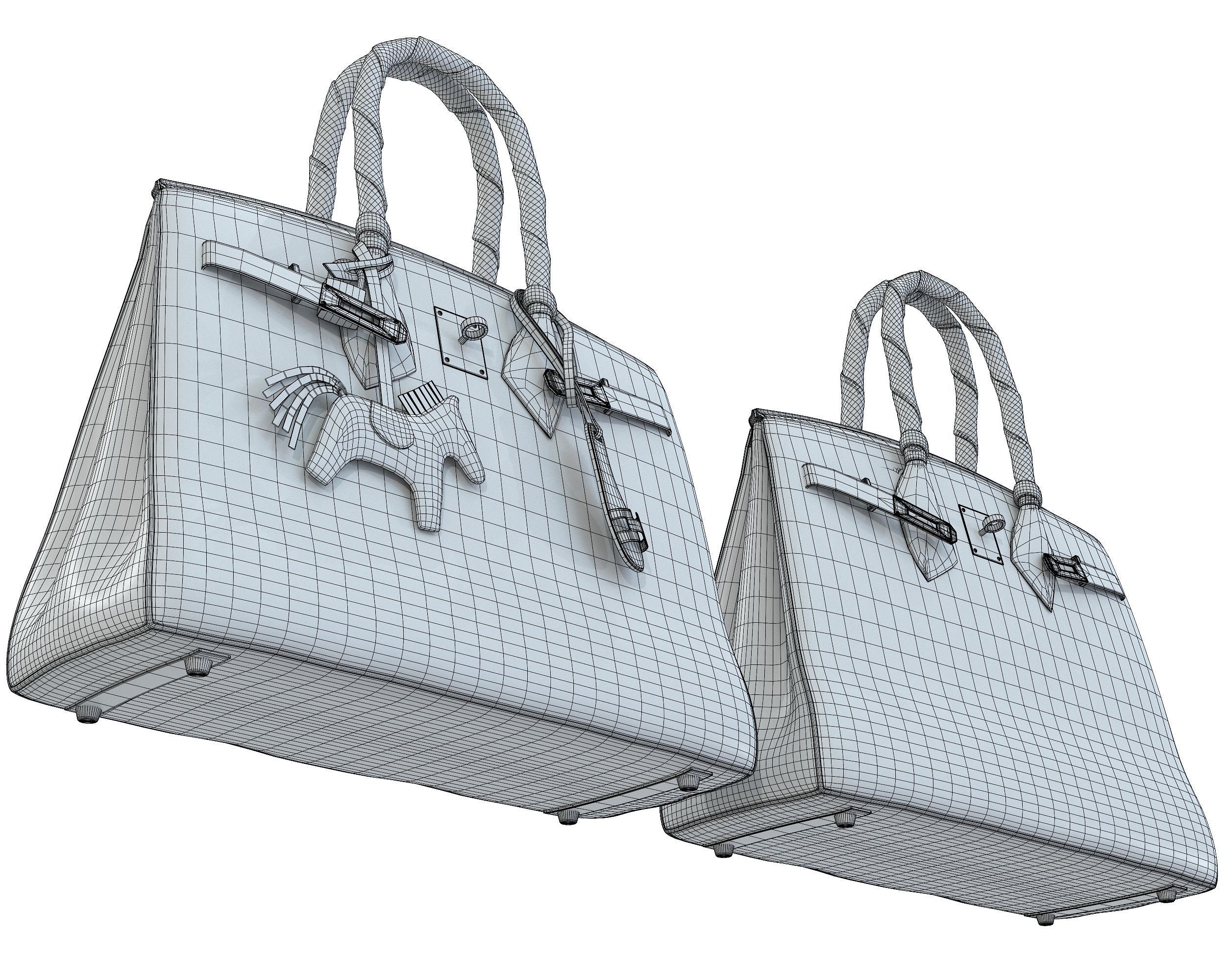 Hermes Birkin Bag with accessories 3D Model Collection_19
