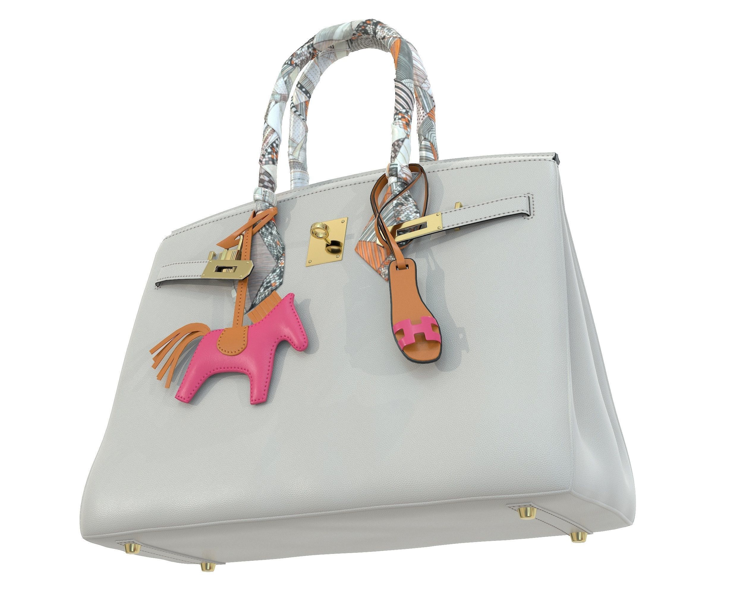 Hermes Birkin Bag with accessories 3D Model Collection_2