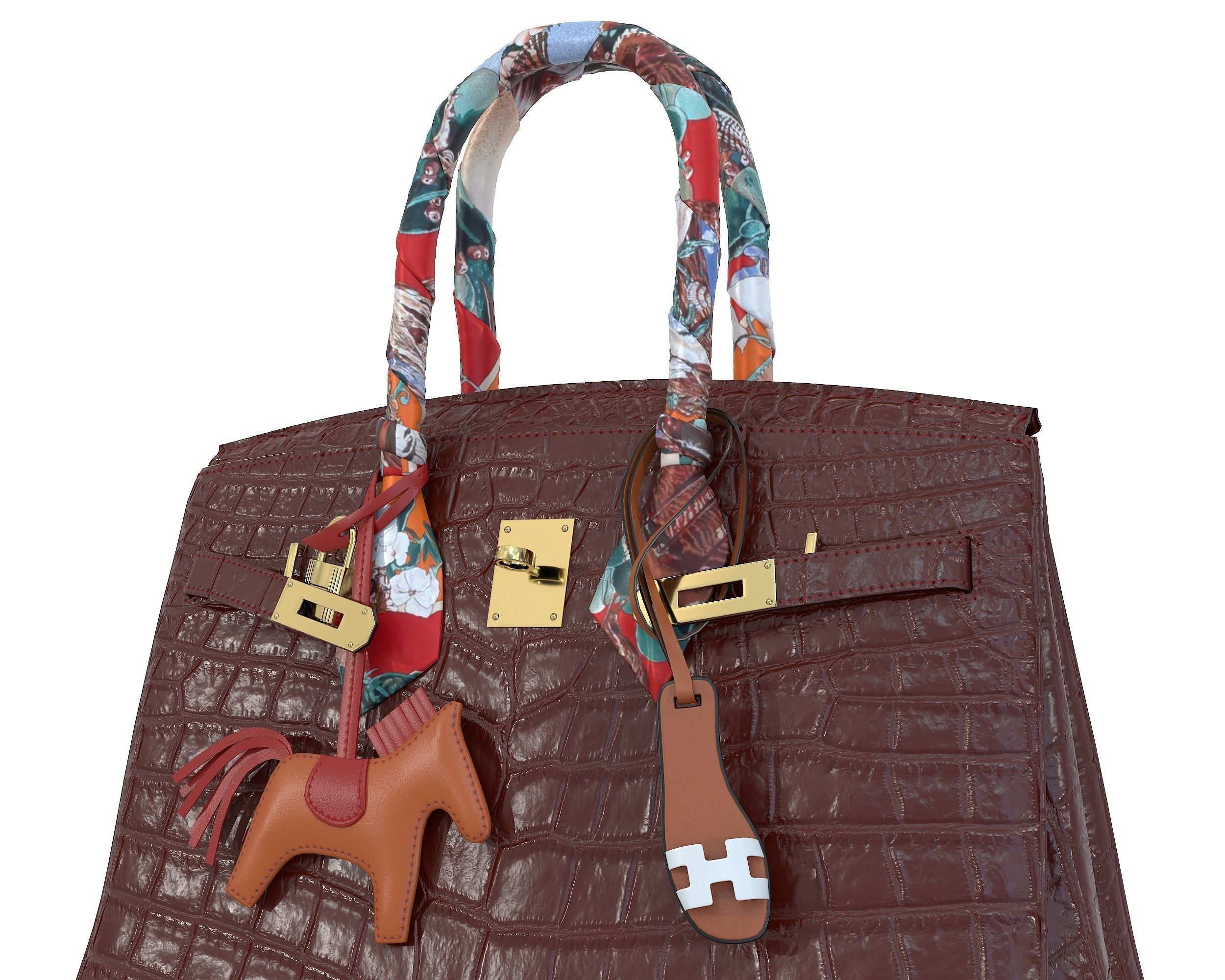 Hermes Birkin Bag with accessories 3D Model Collection_14