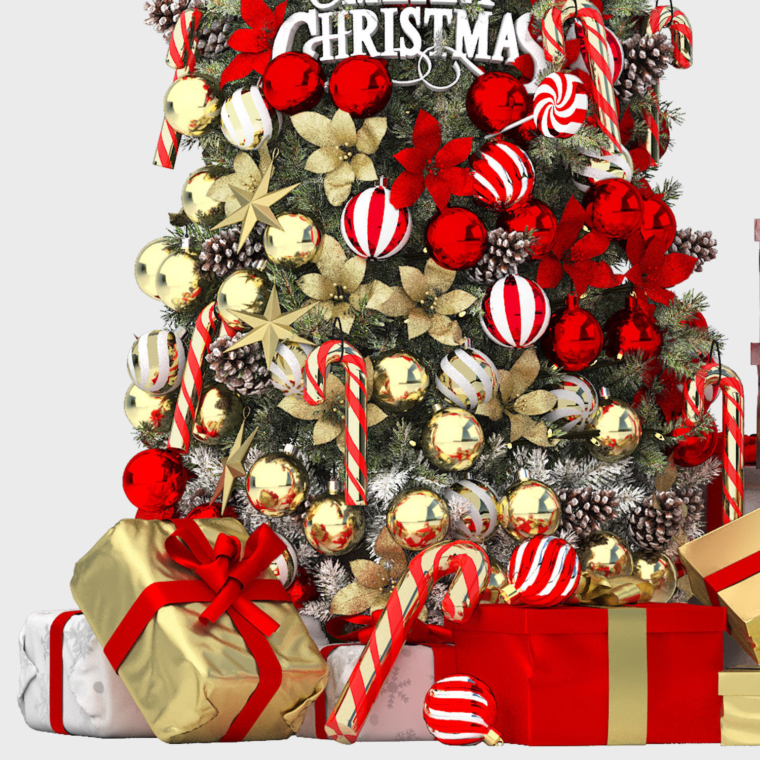 christmas trees and gift boxes collection 01 3D model_14