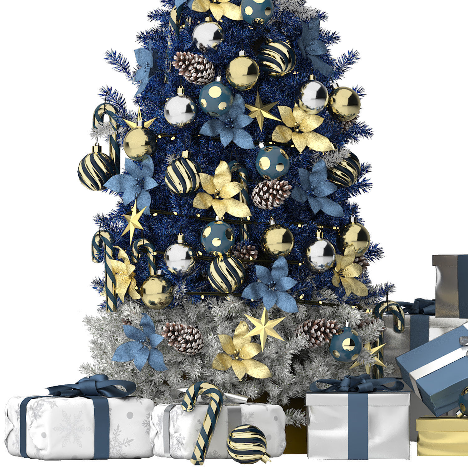 christmas trees and gift boxes collection 01 3D model_2