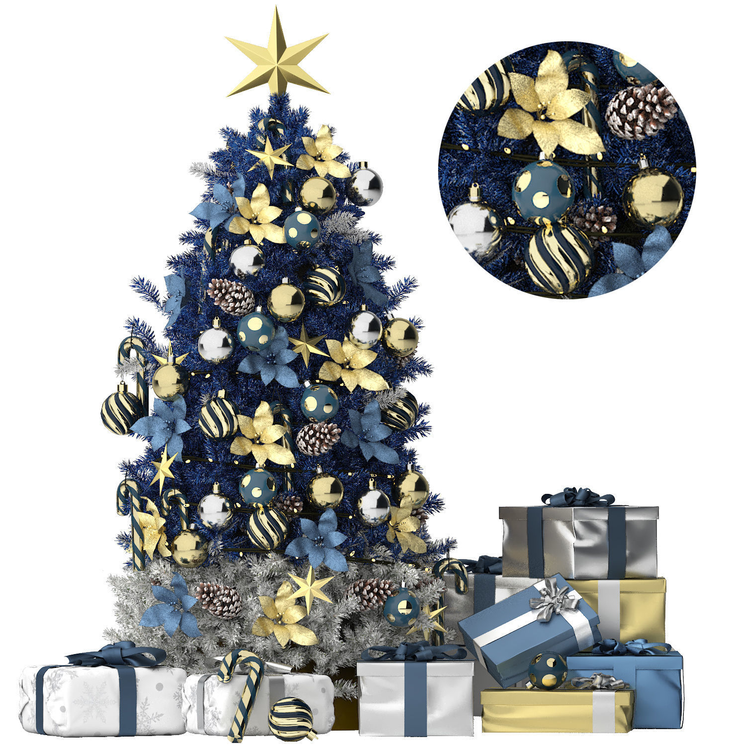 christmas trees and gift boxes collection 01 3D model_1
