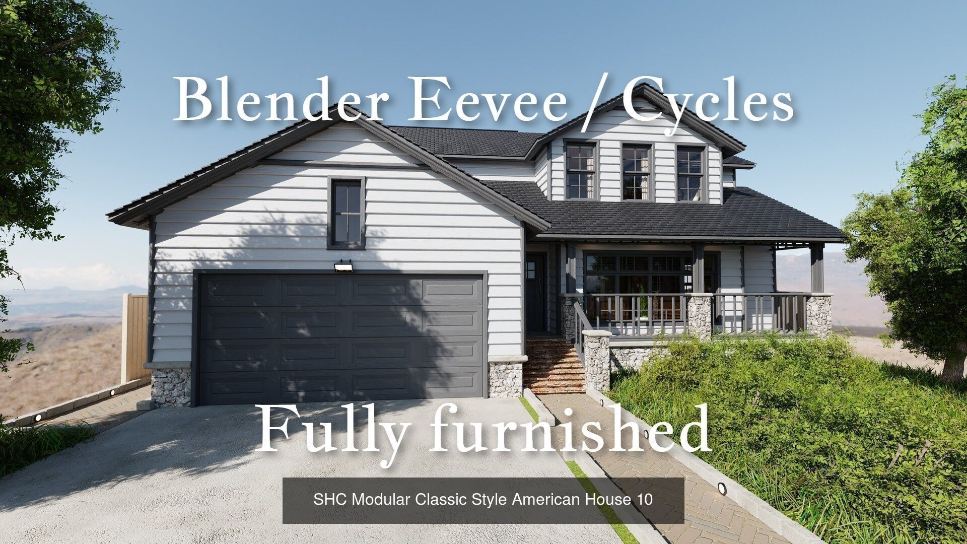 Modular Classic Style American 20 House pack with creation tool 3D Model Collection_34