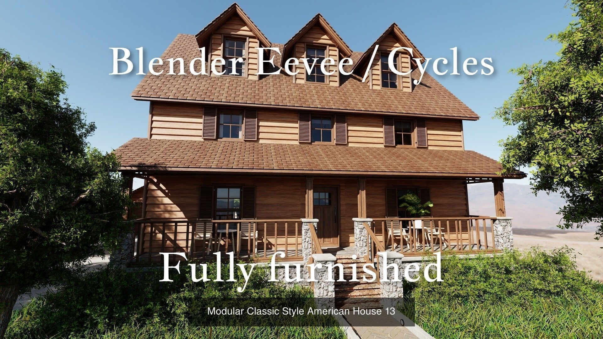 Modular Classic Style American 20 House pack with creation tool 3D Model Collection_38