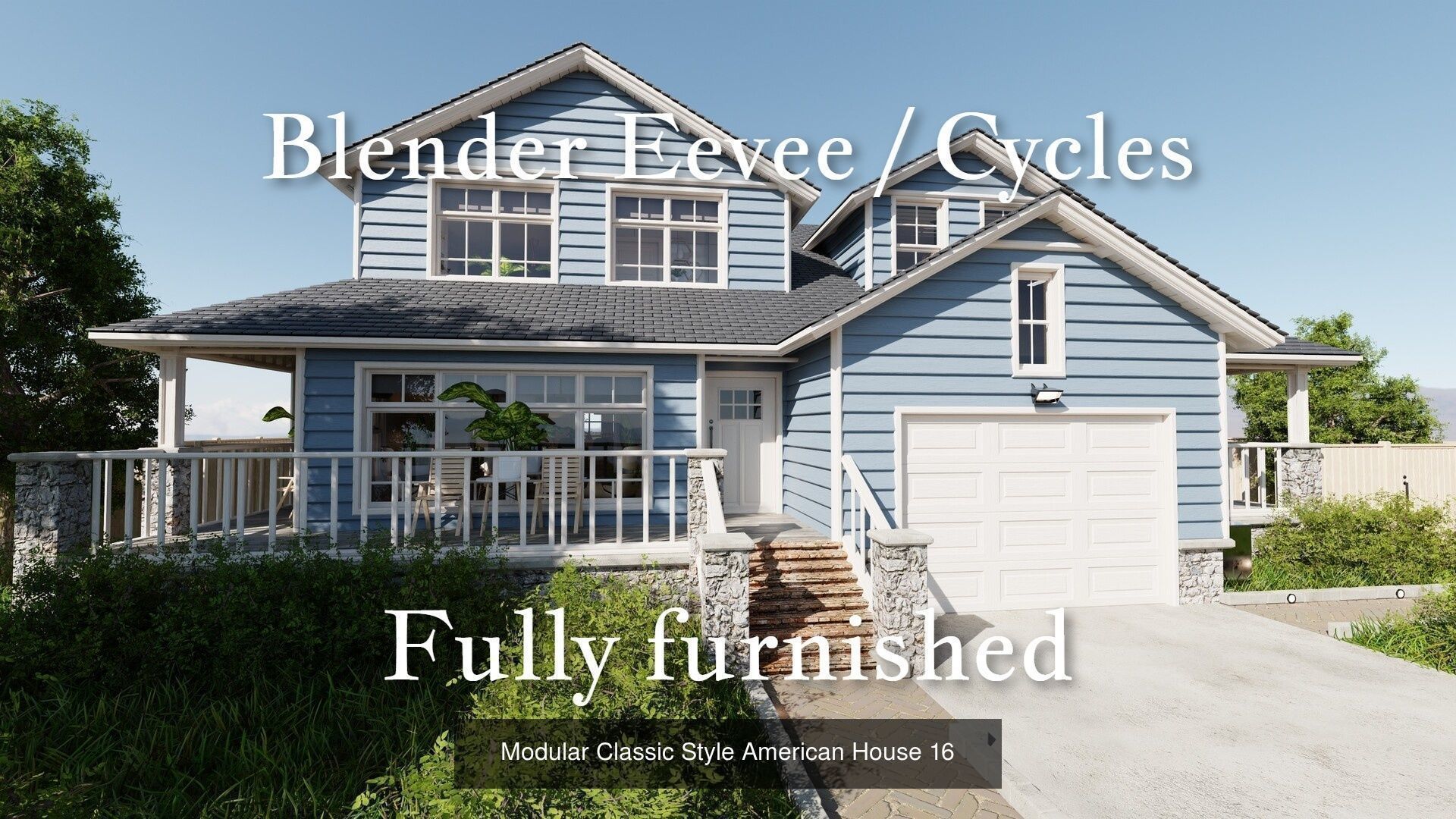 Modular Classic Style American 20 House pack with creation tool 3D Model Collection_41