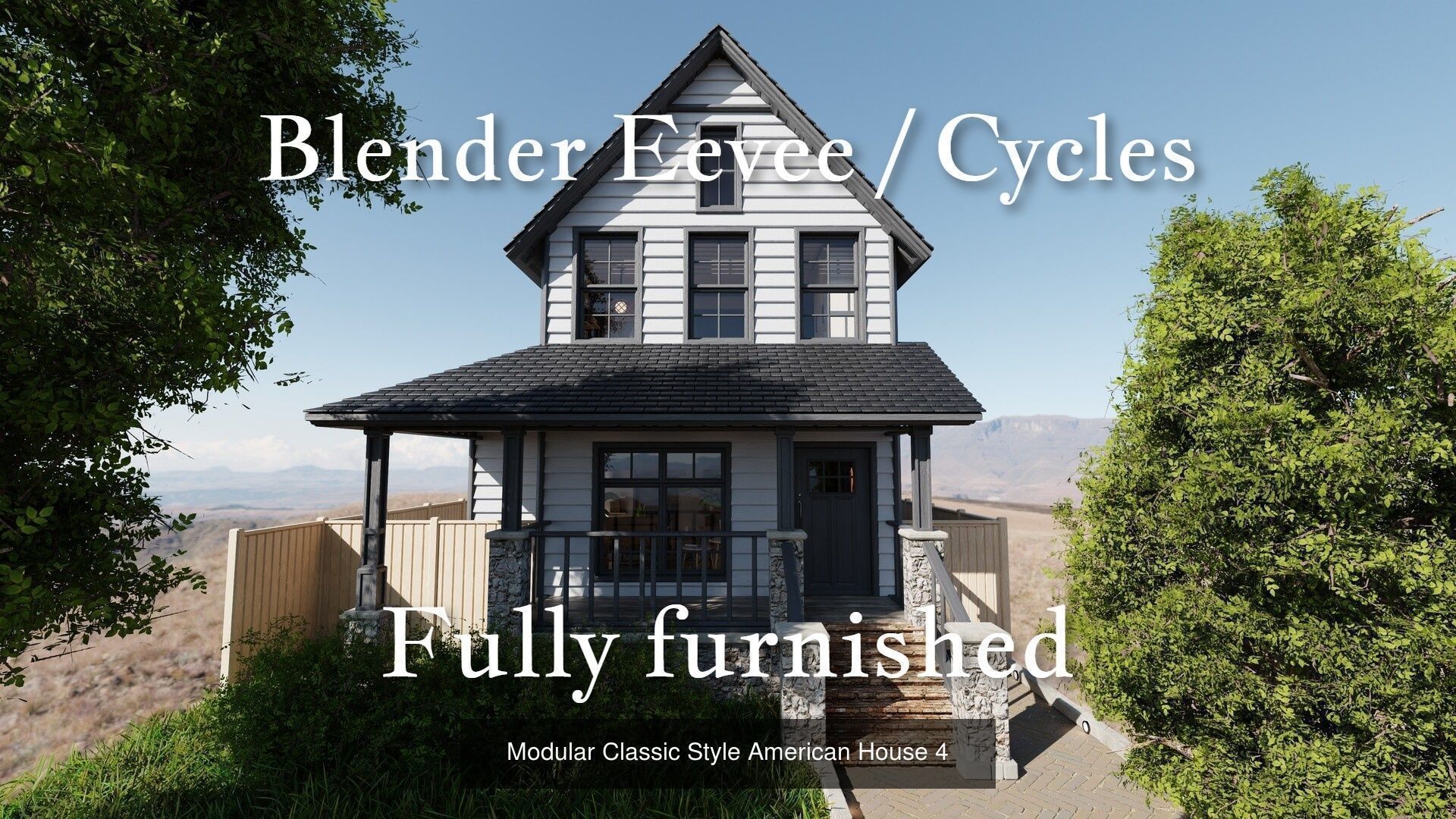 Modular Classic Style American 20 House pack with creation tool 3D Model Collection_28