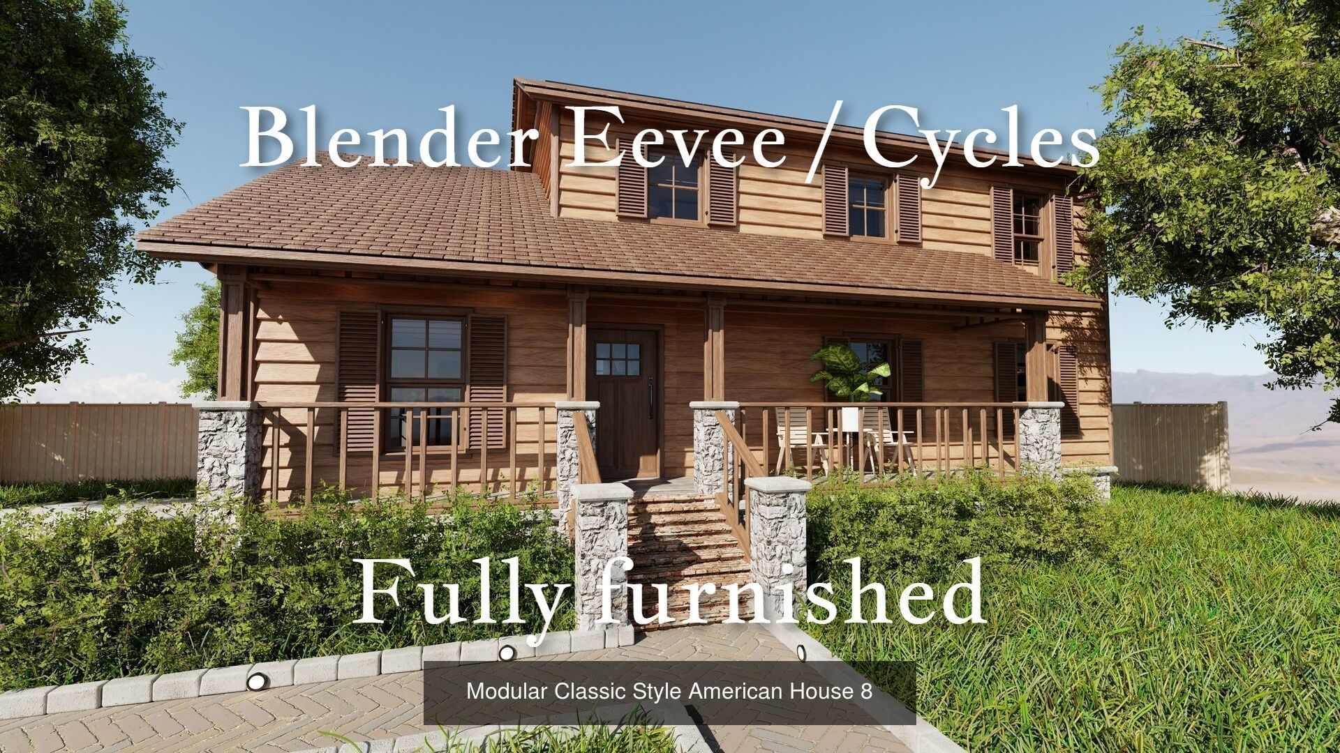 Modular Classic Style American 20 House pack with creation tool 3D Model Collection_32