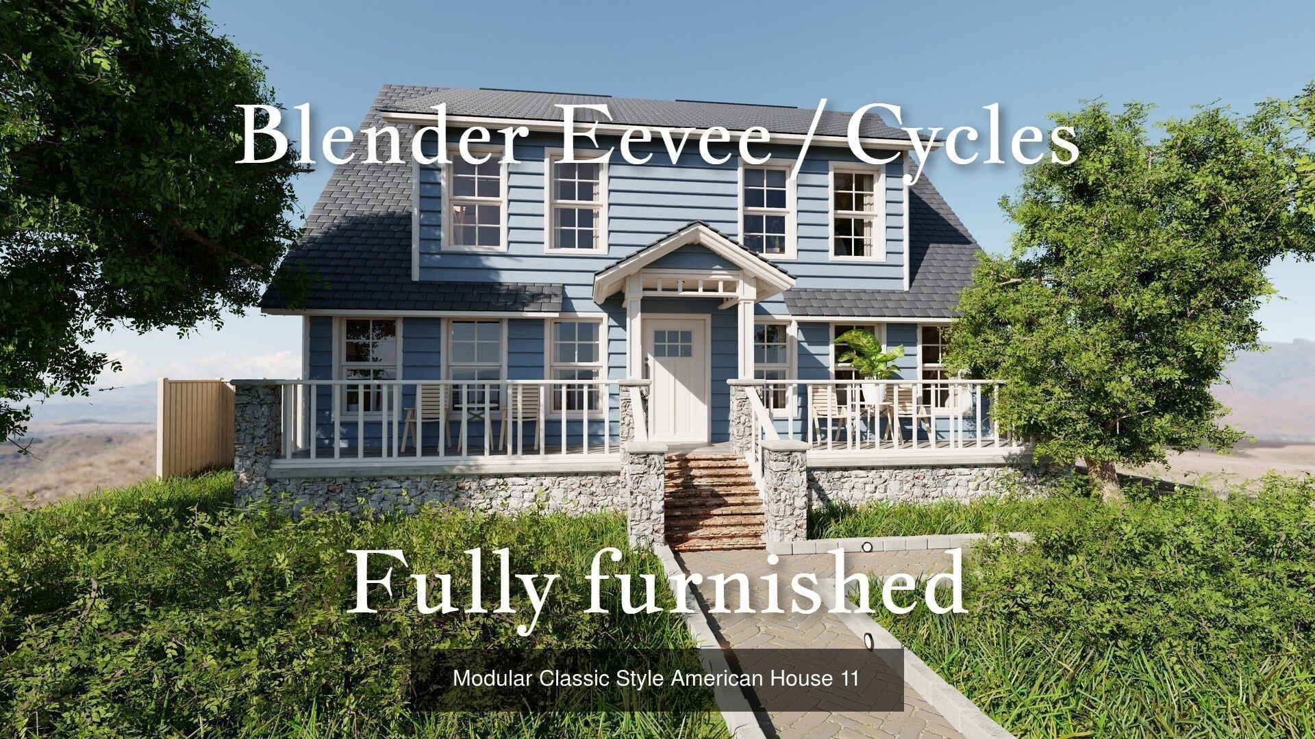 Modular Classic Style American 20 House pack with creation tool 3D Model Collection_35