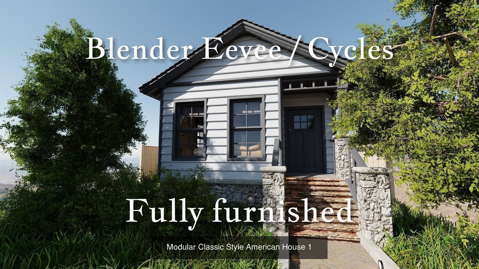 Modular Classic Style American 20 House pack with creation tool 3D Model Collection_25