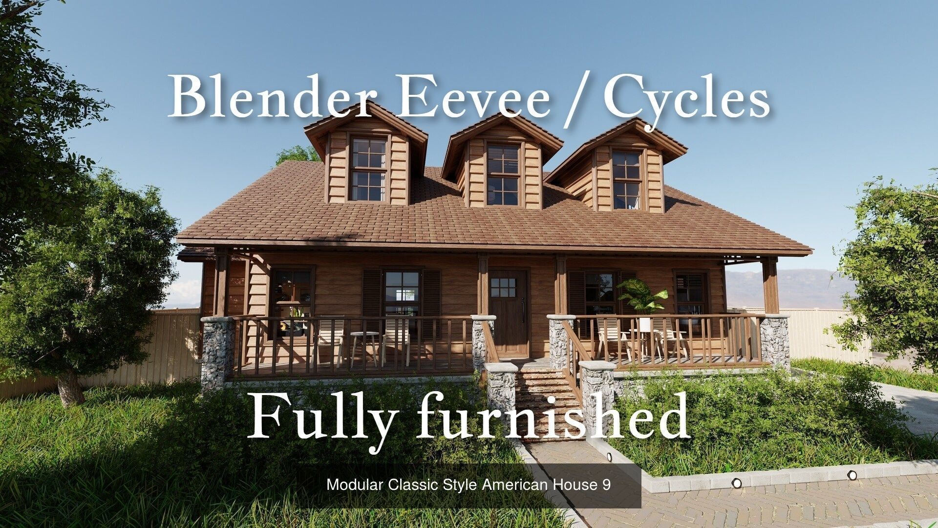 Modular Classic Style American 20 House pack with creation tool 3D Model Collection_33