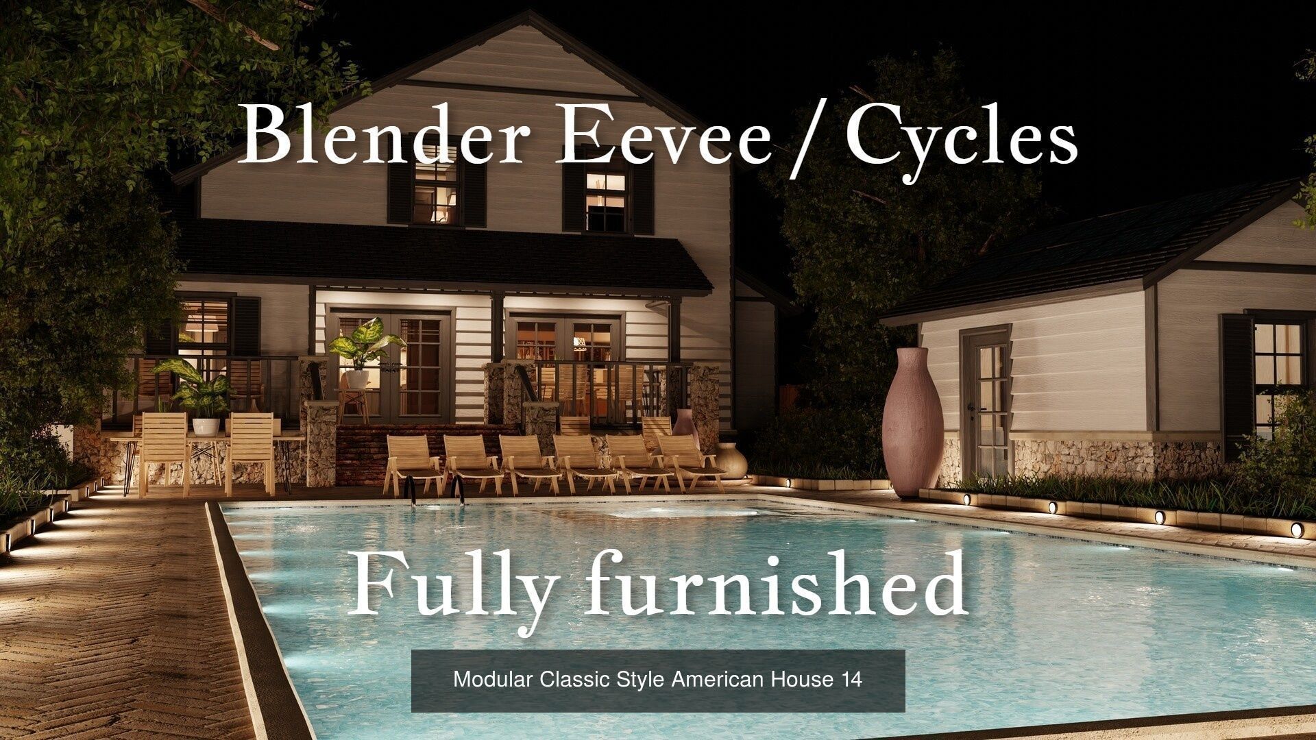 Modular Classic Style American 20 House pack with creation tool 3D Model Collection_39