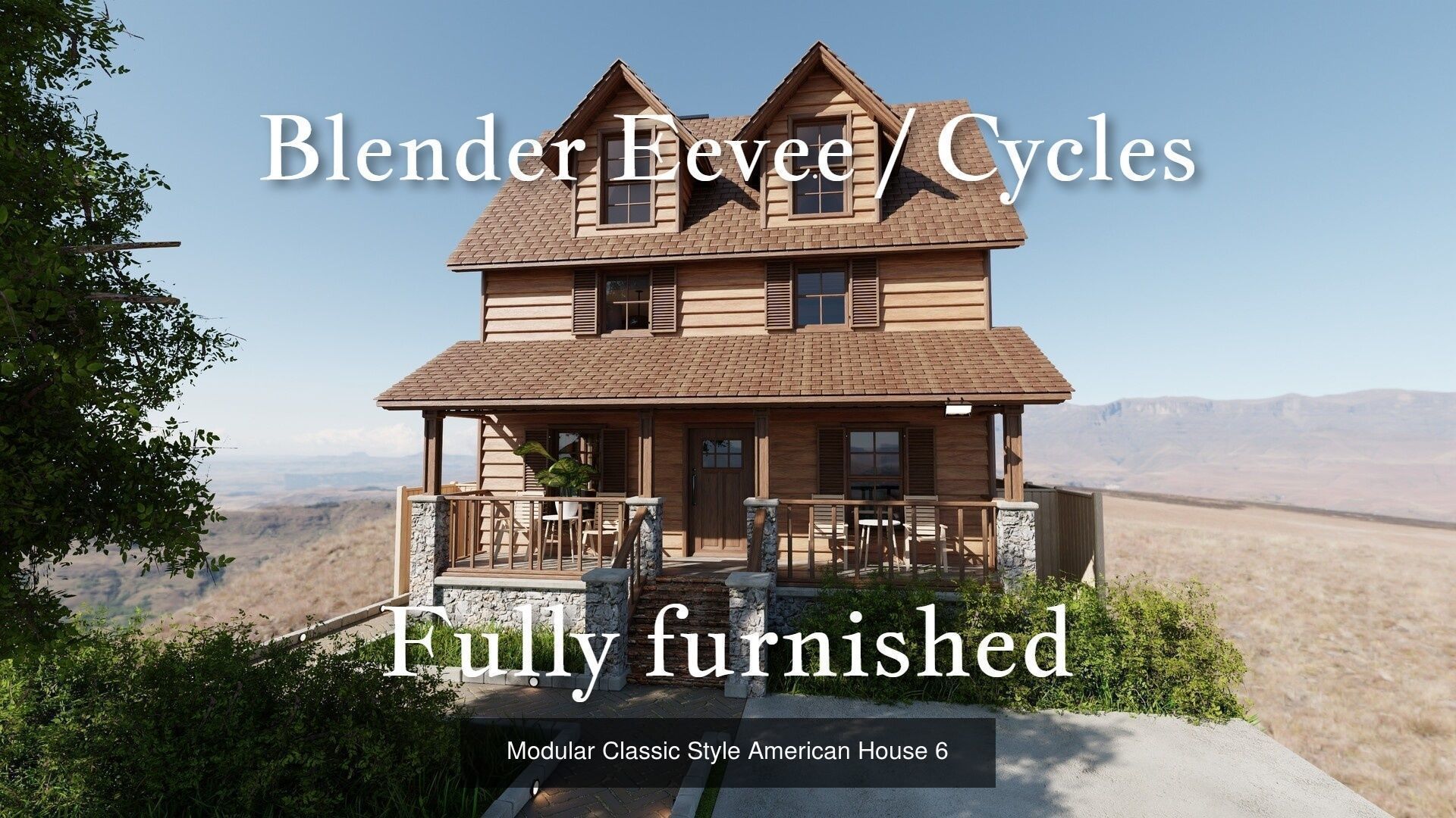 Modular Classic Style American 20 House pack with creation tool 3D Model Collection_30