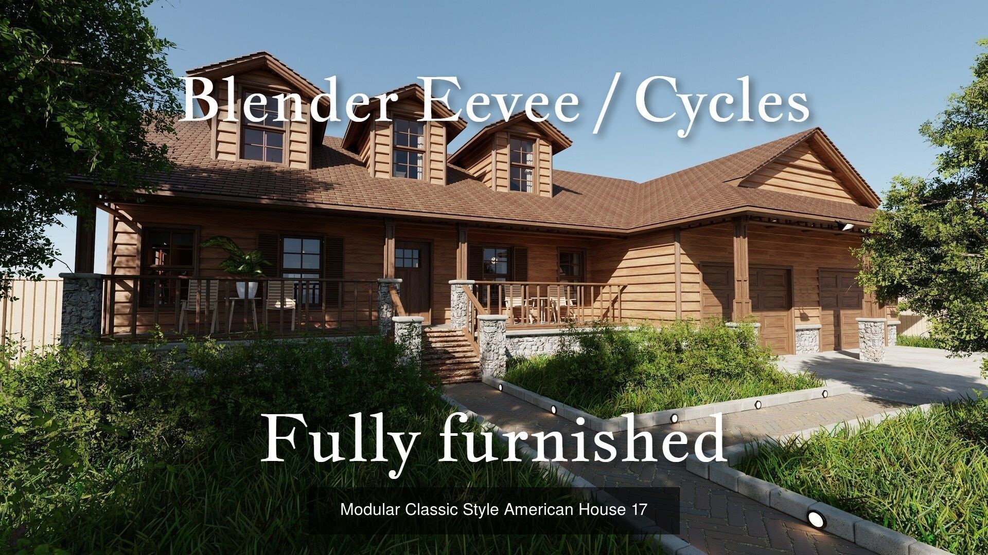 Modular Classic Style American 20 House pack with creation tool 3D Model Collection_42