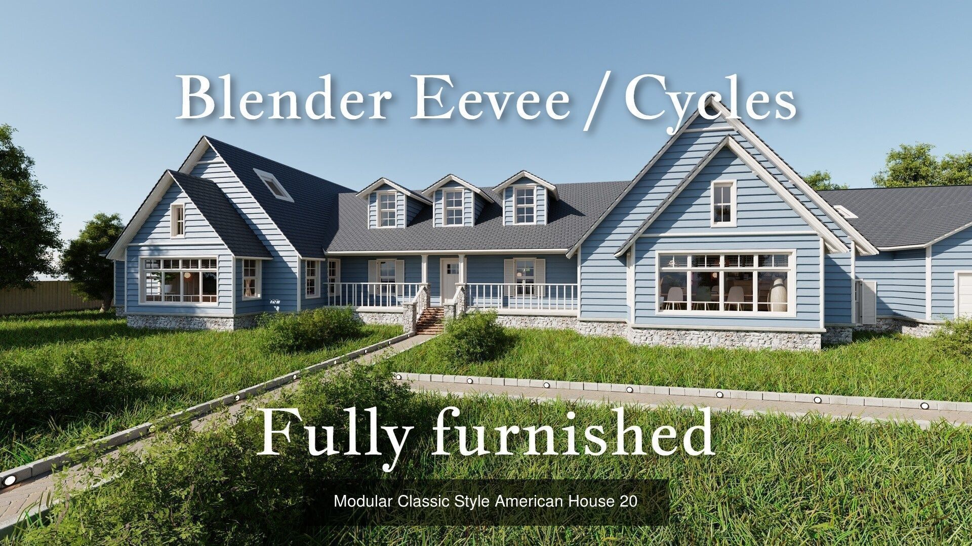 Modular Classic Style American 20 House pack with creation tool 3D Model Collection_45